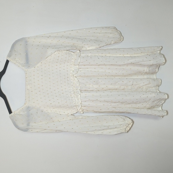 Art Class Off-White Smocked Dress with Gold Dots, Lined, Girls Size L 10/12 - Picture 5 of 5